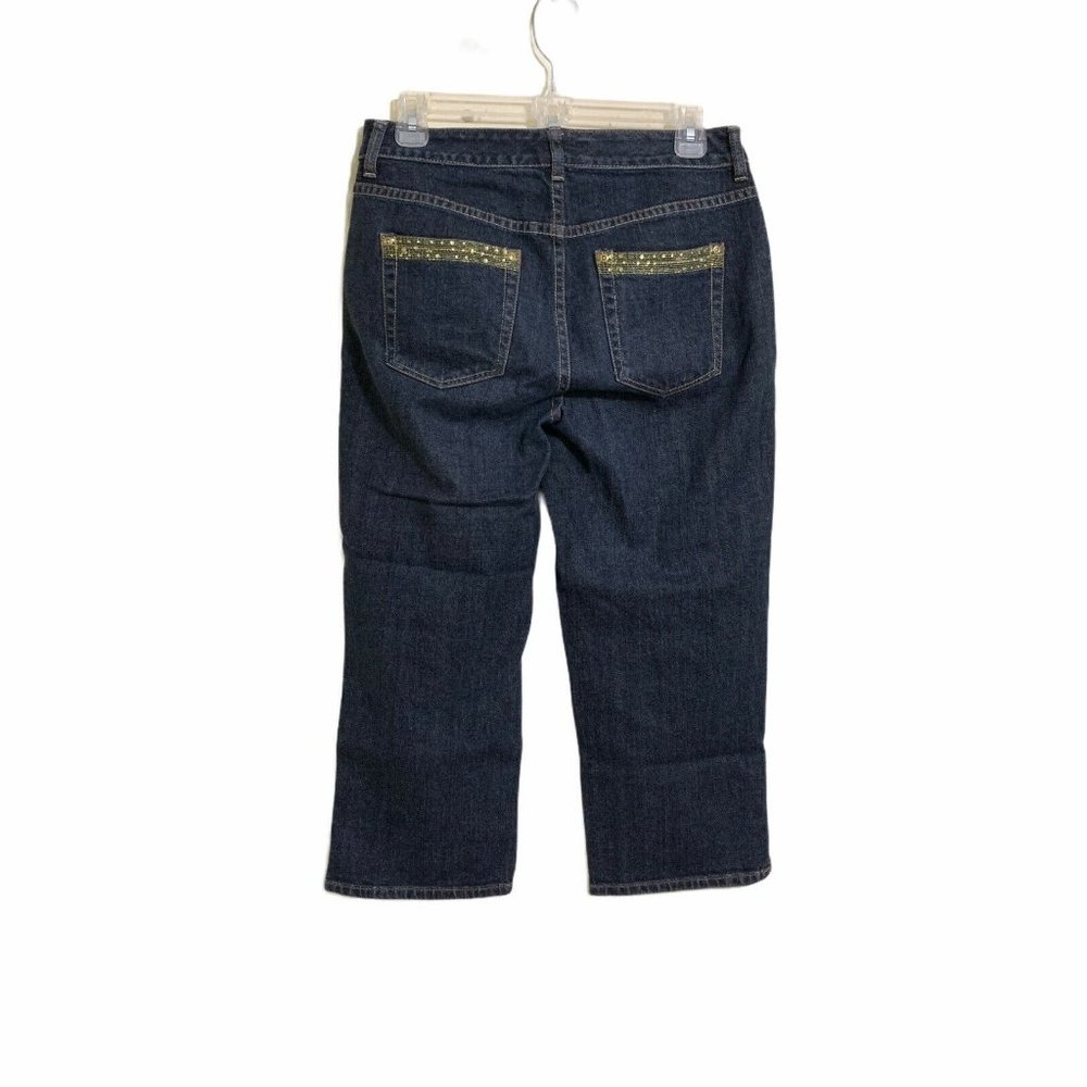 Chicos Platinum Jeans Jennie M Crop Pants Size 0.5 Bling Stretch Waist 14.5" - Picture 3 of 6